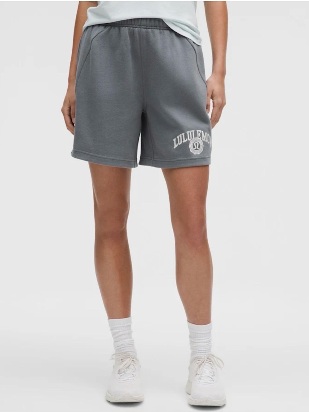 lululemon Scuba Midrise Oversized Women's Gray Athletic Logo Shorts
